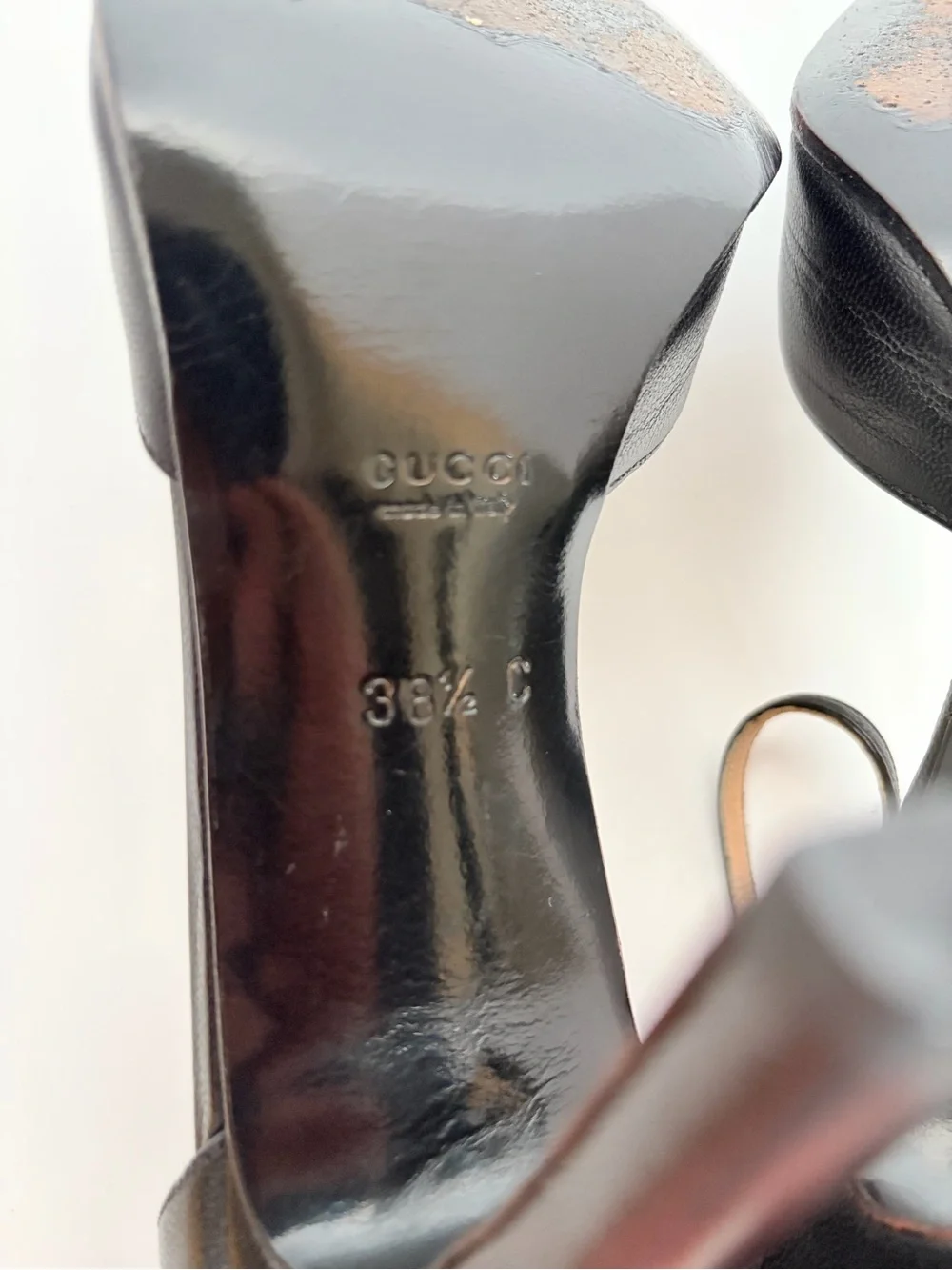 Gucci DOrsay Stiletto Pumps Interlocking GG Ankle Strap Suede Black Size 38.5C - Picture 12 of 15
